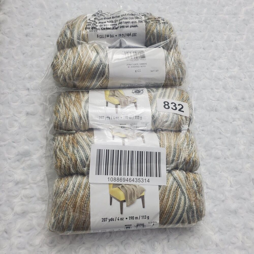 Loops & Threads Soft & Shiny Yarn Skeins Shimmer #26 Variegated 4 Multicolor
